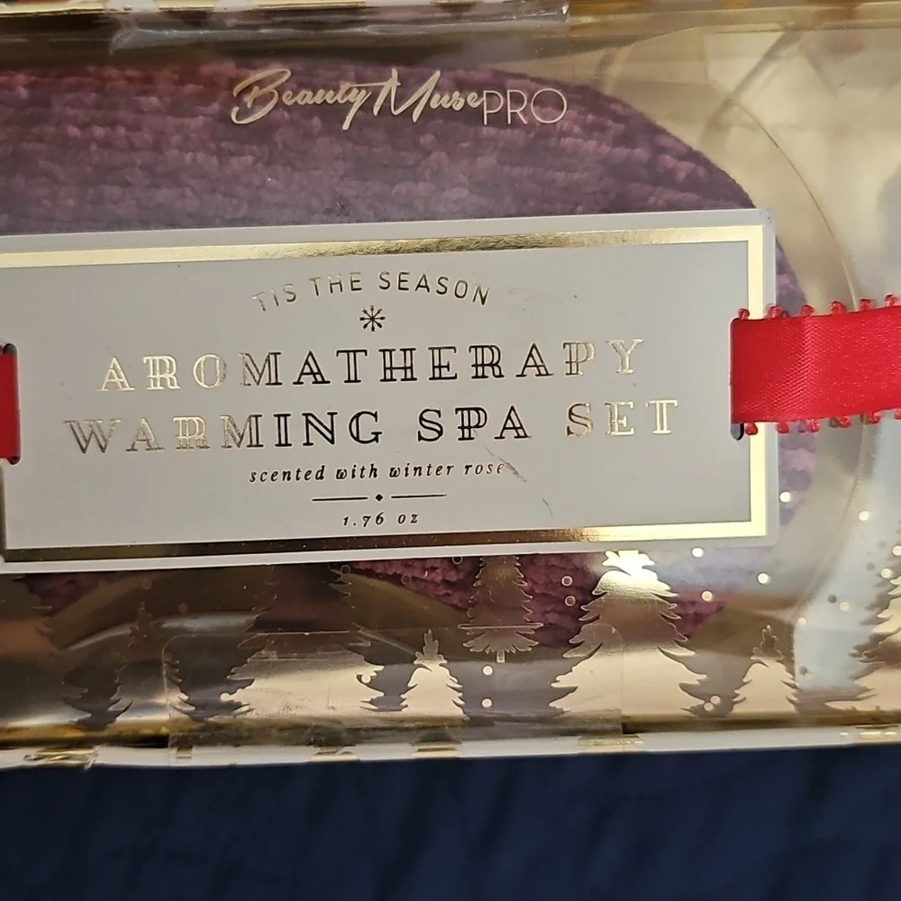 Aromatherapy Warming Eye Mask & Candle Gift Set with Red Ribbon New